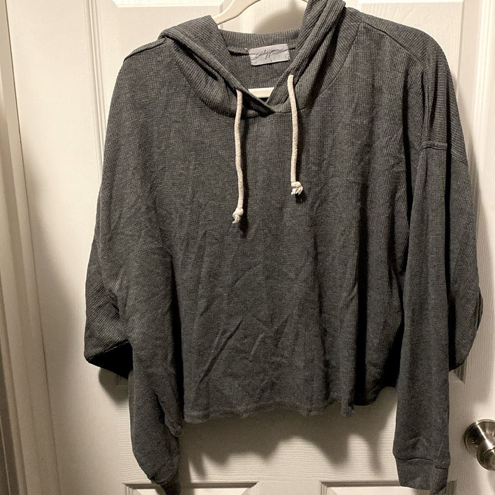 Carly Jean Los Angeles, waffle jogger SET, size L, charcoal color - EUC